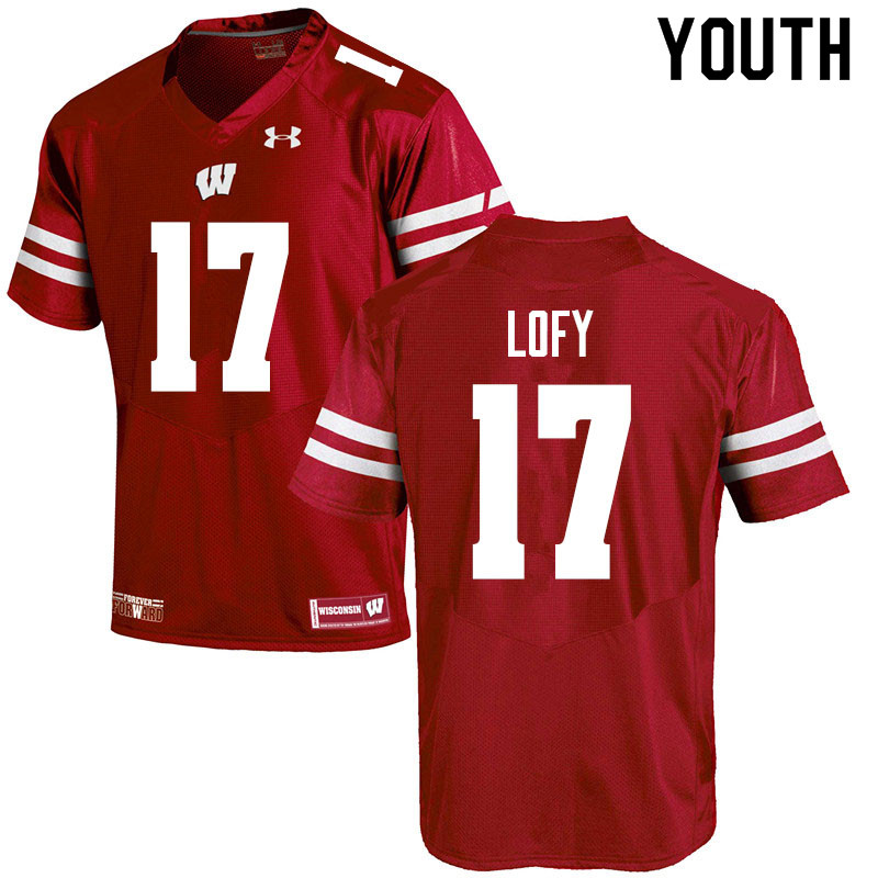 Wisconsin Badgers Youth #17 Max Lofy NCAA Under Armour Authentic Red College Stitched Football Jersey JQ40L45CA